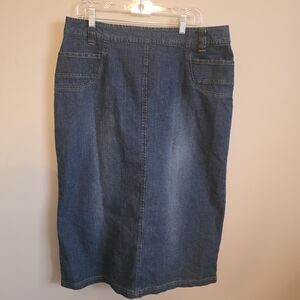 Cato Ladies Size 16W Denim Midi Skirt Modest Western Blue Jean